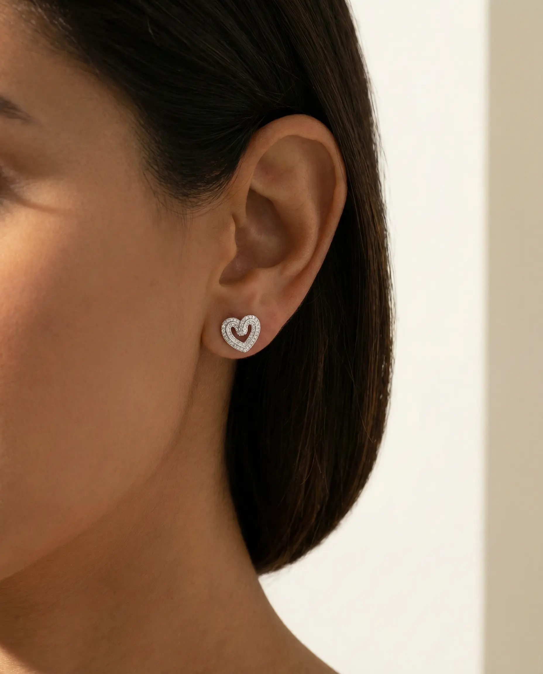 aretes corazon plata